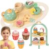 Juego de Té de Madera Kruzzel para Niños con Soporte de Pasteles