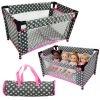 Cuna de Muñecas Alice con Estrellas en Gris y Rosa