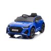 Coche eléctrico Audi RS6 azul 12V con ruedas EVA y luces LED, vista lateral