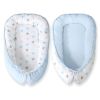 Baby Nest Double-sided Premium Cocoon For Infants Bobono- Gray-blue Stars/ Blue