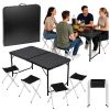 Set Mesa Camping Plegable 4 Taburetes Negro Maletín
