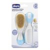 Set de cepillo y peine Chicco en azul con cerdas naturales