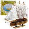 Modelo decorativo de barco velero de tres mástiles 39x36cm