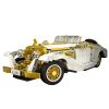Coche de bloques Vintage K500 de Lean toys en blanco y dorado
