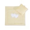 Pram Bedding Set With Duvet And Pillow 2pcs - Hearts White Dots On Beige