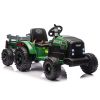 Tractor de batería con remolque verde oscuro 24V