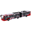 Autobús teledirigido rojo y blanco de Lean toys con ruedas de goma para mayor estabilidad.