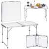 Mesa de Camping Plegable con Altura Ajustable Blanca