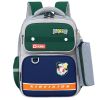 Mochila Escolar con Parche de Dinosaurio y Estuche Gris 16L