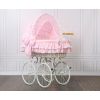 Moisés de Mimbre Rosa y Blanco con Ruedas y Capota Ajustable My Sweet Baby