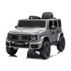 Mercedes G 4x4 infantil gris, detalle interior ecopiel con cinturones y volante