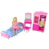 Juego de muñecas con cama, armario y tocador