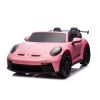 Coche Porsche GT3 Lean Cars rosa, detalle asiento ecopiel y panel MP3