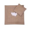 Pram Bedding Set With Duvet And Pillow 2pcs - Hearts White Dost On Brown