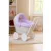 Wicker Doll Pushchair White With Lila Bedding And Soft Padding Stella