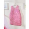Cotton Sleeping Bag For Children, Size M, 6-12 Months, Tog 2.5, All-season, Dark Pink Checkered