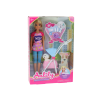 Muñeca Anlily con perro en carrito y accesorios
