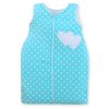 Cotton Sleeping Bag For Children, Size M, 6-12 Months, Tog 2.5, All-season Hearts Dots On Turquoise
