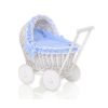 Carrito de Muñecas My Sweet Baby de Mimbre Blanco con Ropa