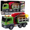 Camión de transporte de madera con grúa y luces de Lean Toys