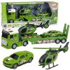 Set Militar con Camión, Grúa, Coche y Helicóptero