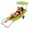 Tumbona Plegable Aluminio con Ruedas y Parasol Verde