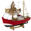 Modelo Decorativo de Barco de Pesca Rojo 30x26cm