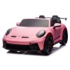 Asiento de eco-cuero en el coche eléctrico Porsche GT3 rosa