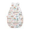 Cotton Sleeping Bag For Children, Size M, 3-12 Months, Tog 2.5, All-season - Turquoise Train