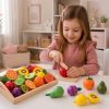 Set de Frutas de Madera Magnético con Cuchillo Seguro - imagen 2