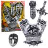 Gran Set de Caballero: Máscara, Armadura, Espada y Protector Plateado