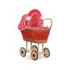 Carrito de muñecas My Sweet Baby de mimbre con ropa roja