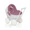Wicker Doll Pushchair White With Bedding Dusty Rose And Soft Padding Stella