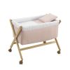 Minicuna Tijera Madera Plumeti Rosa/natural 55x87x74 Cm - Cambrass