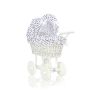 Carrito de muñecas My Sweet Baby de mimbre con ropa blanca y negra