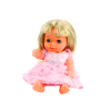 Muñeca con vestido rosa claro y sonidos de biberón