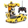 Auto Robot Transformer y Coche Deformado 2 en 1 Amarillo