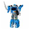 Robot policía en colores azul y blanco con detalles futuristas