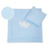 Pram Bedding Set With Duvet And Pillow 2pcs - Hearts Blue Strips