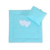 Pram Bedding Set With Duvet And Pillow 2pcs - Hearts White Dots On Turquoise