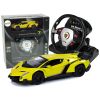 Coche a control remoto Lamborghini Veneno Amarillo con luz encendida.