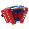 Acordeón infantil en color rojo, un juguete musical seguro.