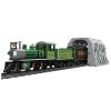 Lean Toys tren vapor clásico RC verde y negro con detalles plata y marrón, estética vintage