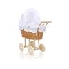 Wicker Dolls' Pram With White Bedding And Padding - Natural
