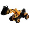 Tractor eléctrico con excavadora y cubo naranja