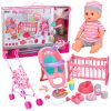 Muñeca Bebé Interactiva con Cochecito Cuna Trona Set