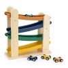 Pista de carreras de madera con 4 coches Trixie para bebés