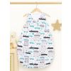 Cotton Sleeping Bag For Children, Size M, 3-12 Months, Tog 2.5, All-season - Gray And Turquoise Cars