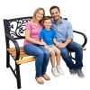 Banco de parque con respaldo decorativo y reposabrazos ergonómicos