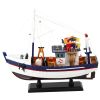 Modelo de barco de pesca decorativo con equipamiento 37x34cm